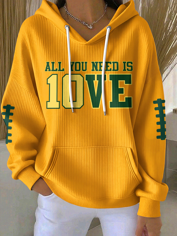 Women'S Football Print Hooded Sweatshirt