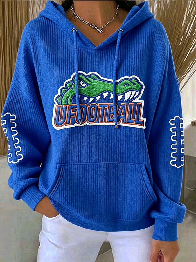 Women'S Rugby Printed Hooded Sweatshirt