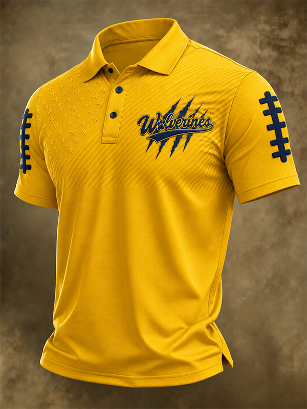 Men's Football Sports Casual Polo Shirt