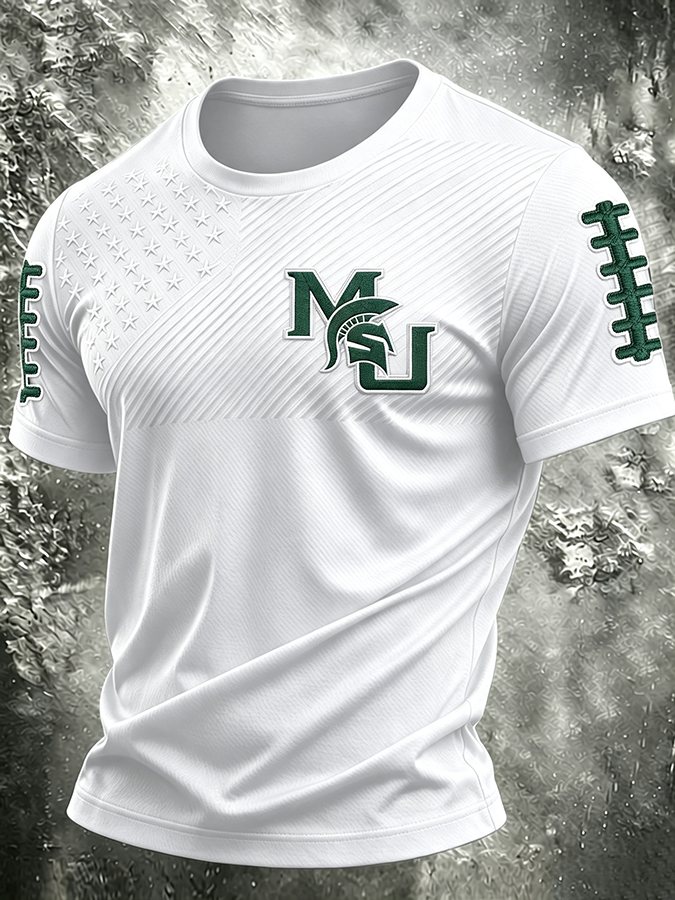 Men'S Football Printed Round Neck T-Shirt