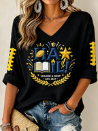 Women'S Football Print Waffle  Top