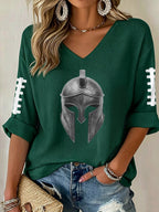 Women'S Football  Print Waffle  Top