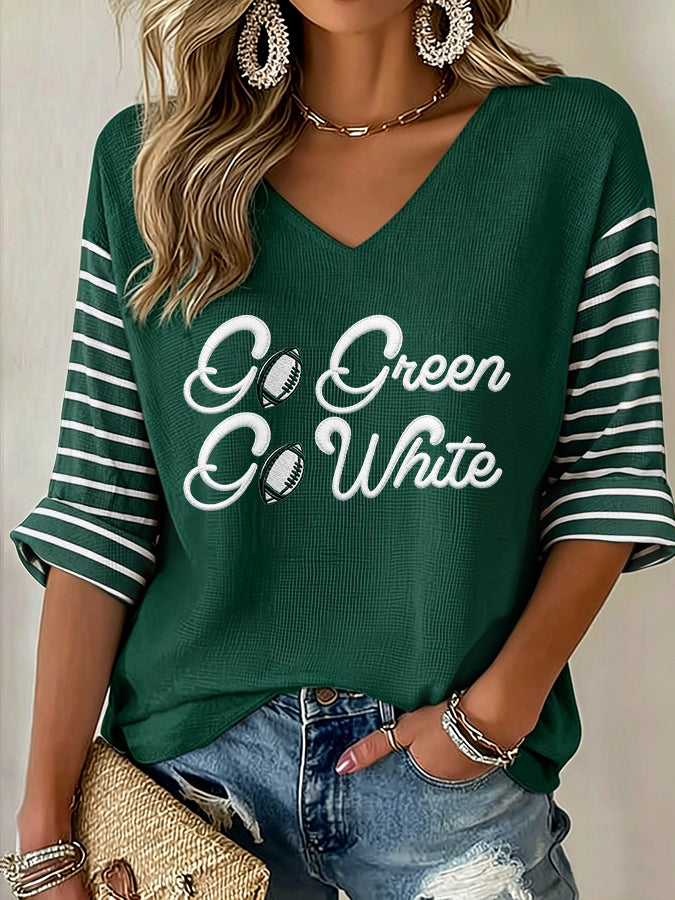 Women'S Football  Print Waffle  Top