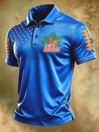 Men'S Retro Football Print Polo T-Shirt