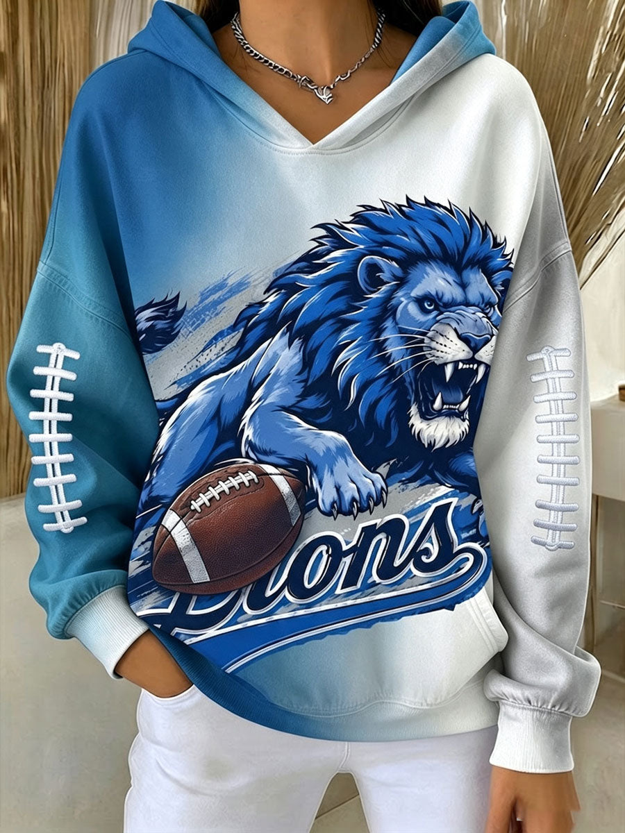 Women's Football Fan Printed Vintage Hoodie