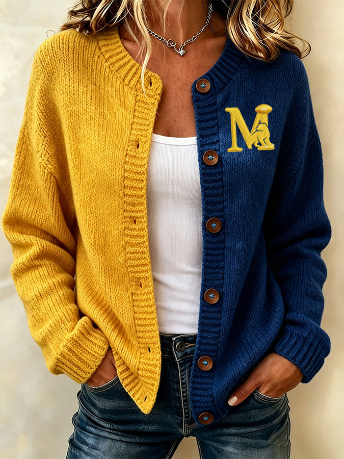 Women's Football Gradient Sweater Cardigan