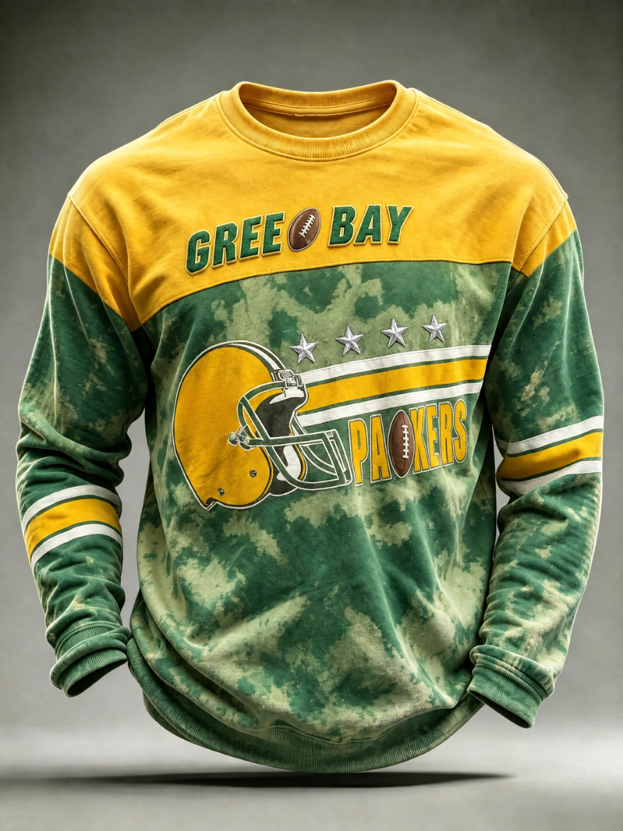 Men's Football Printed Round Neck Long Sleeved Sports Shirt