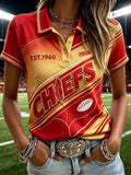 Women's Football Game Print Polo Shirt