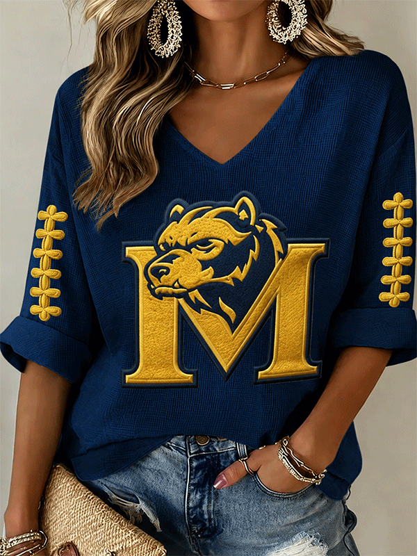 Women's Rugby Print Waffle T-Shirt