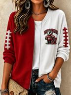 Women'S Football Printed Knitted Jacquard Jacket
