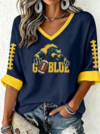 Women'S Football Print Waffle  Top