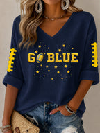 Women'S Football Print Waffle  Top