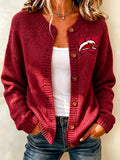 Women's Football Fans Printed Knitted Cardigan Top