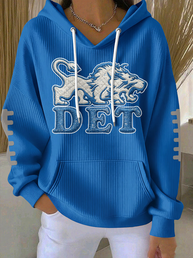 Women'S Football Print Hooded Sweatshirt