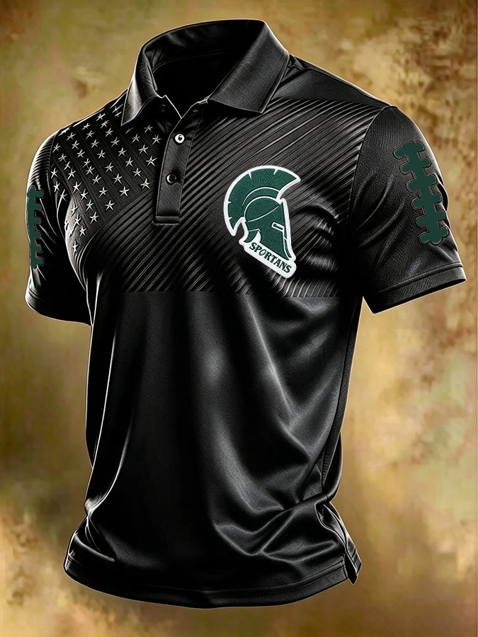 Men'S Football print Polo T-Shirt