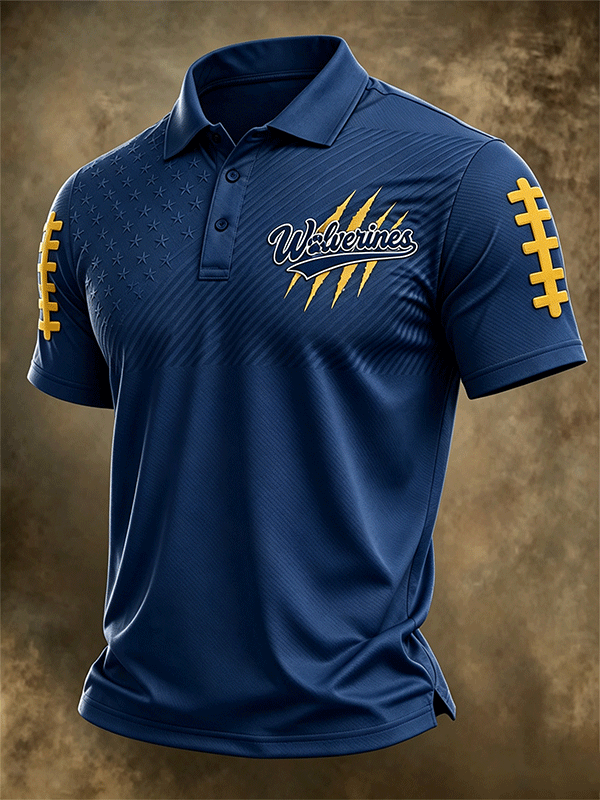Men's Football Sports Casual Polo Shirt