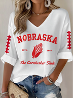 Women'S Football Print Waffle  Top