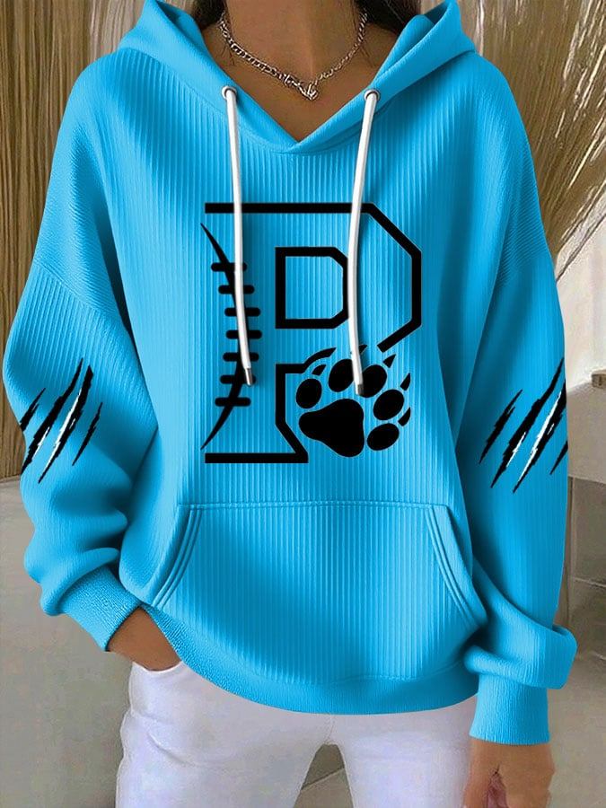 Women's Football Print Casual Hoodie