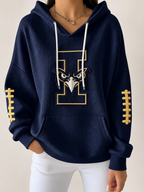 Women'S Football Printed Hooded Sweatshirt