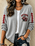 Women'S Football Printed Knitted Jacquard Jacket