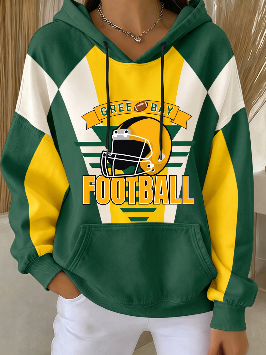 Women's Football Fan Printed Vintage Hoodie