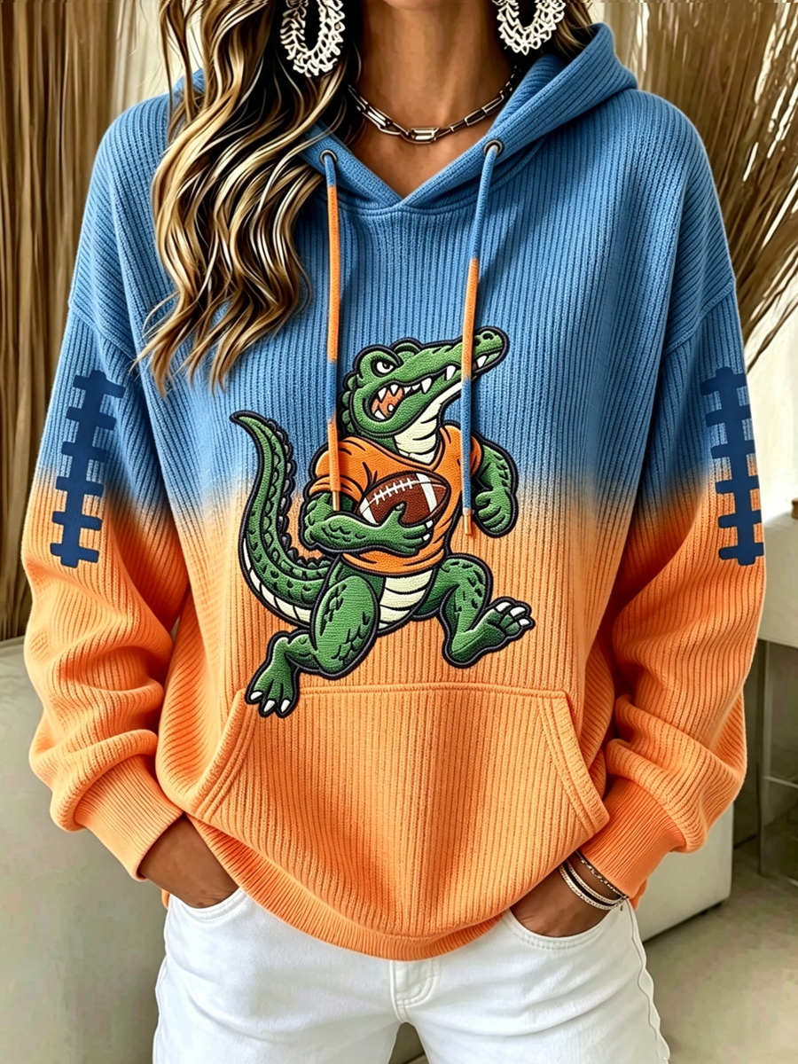 Women'S College Football Printed Hooded Sweatshirt