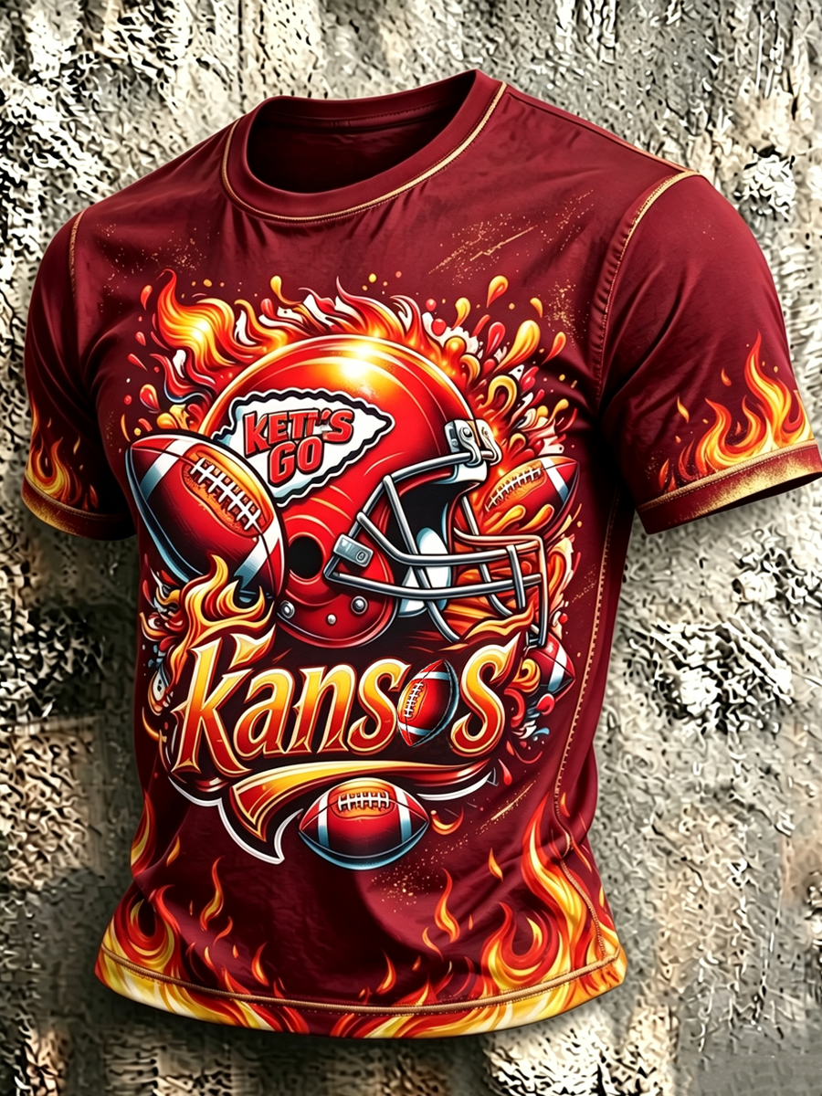 Men'S Football Fan Printed Casual T-Shirt