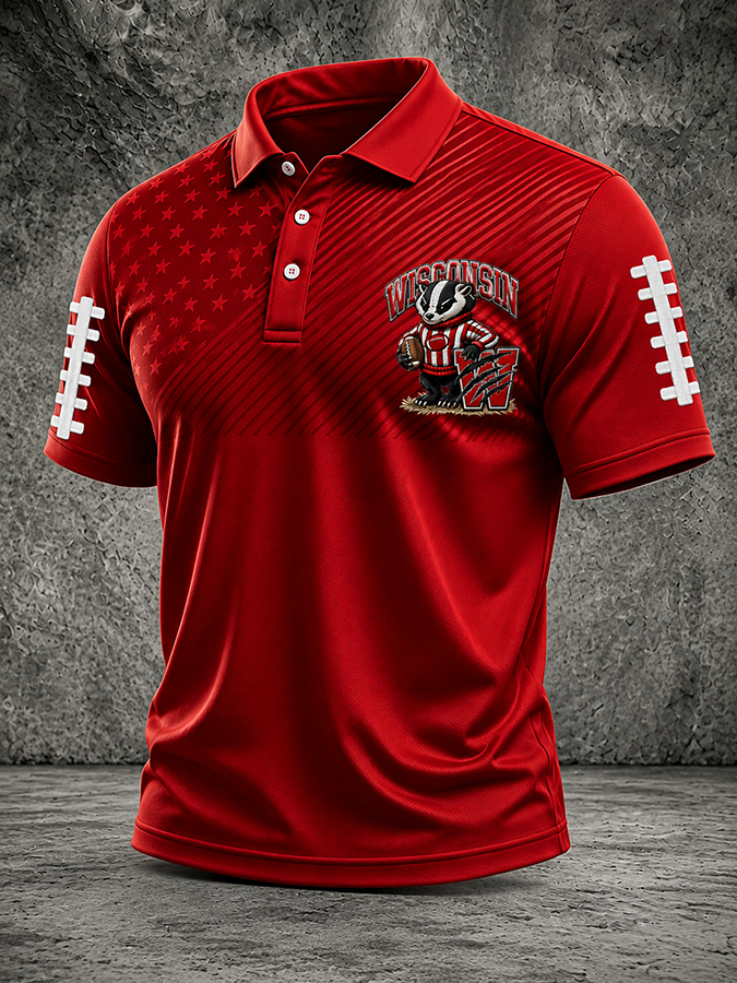Men's Football Print Casual Printed T-shirt