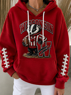 Women'S Football Print Casual  Hoodie
