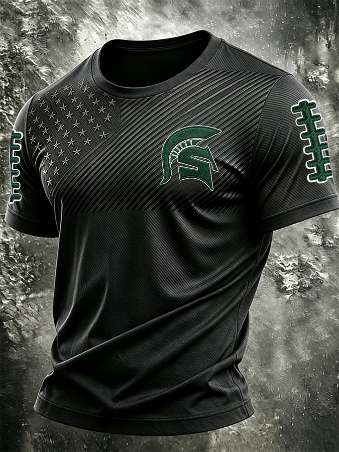 Men'S Football Printed Round Neck T-Shirt