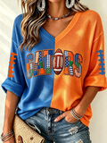 Women'S Football Print Waffle  Top
