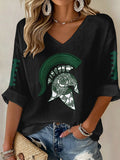 Women'S Football  Print Waffle  Top
