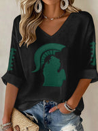 Women'S Football  Print Waffle  Top