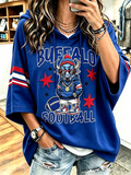 Women'S Retro Soccer Printed Hoodie