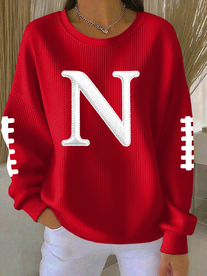 Women'S Football Print Casual Sweatshirt