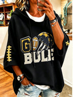 Women'S Retro Rugby Printed Hoodie
