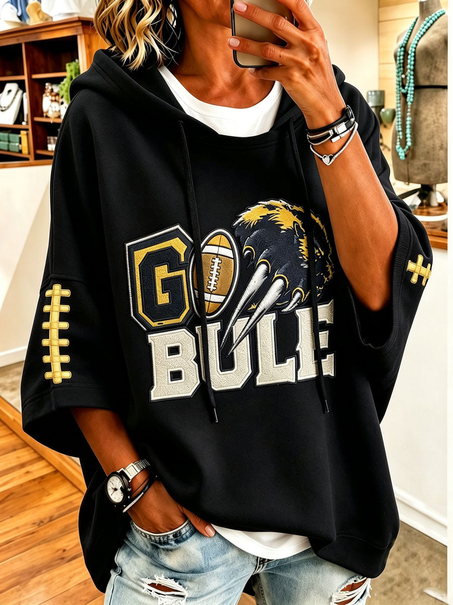 Women'S Retro Rugby Printed Hoodie