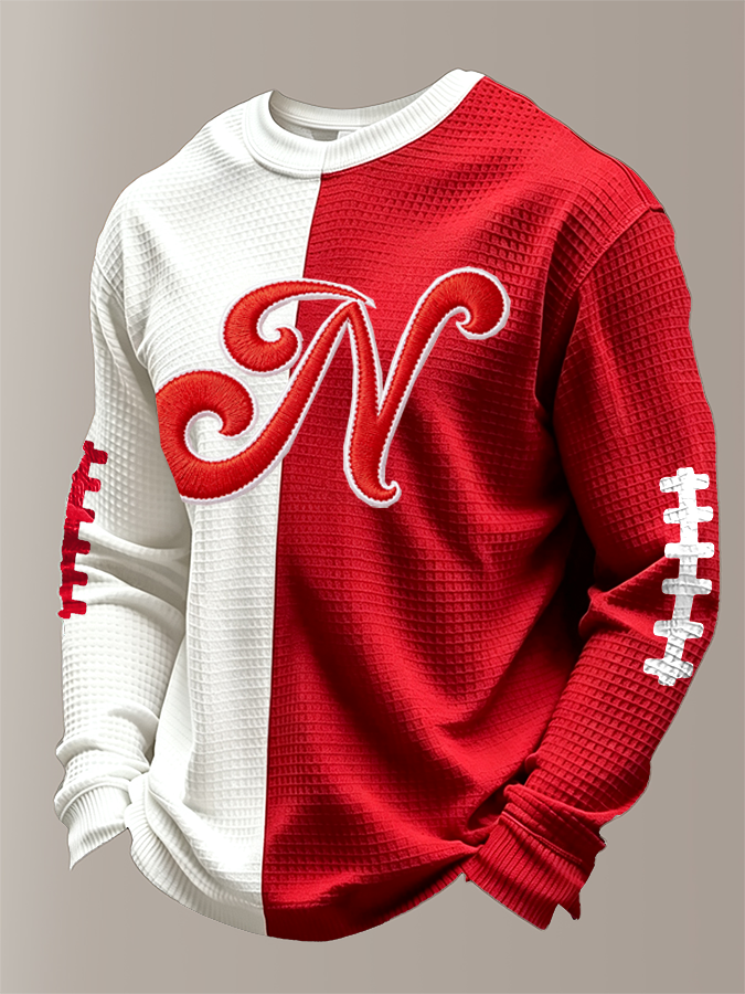 Men'S Football Printed Waffle T-Shirt