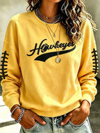 Women's Football Print Crew Neck Sweatshirt