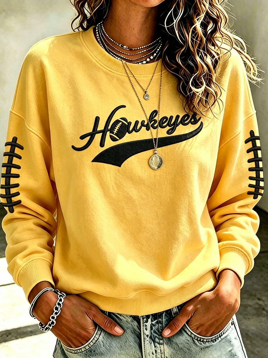 Women's Football Print Crew Neck Sweatshirt