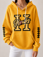 Women'S Football Printed Hooded Sweatshirt
