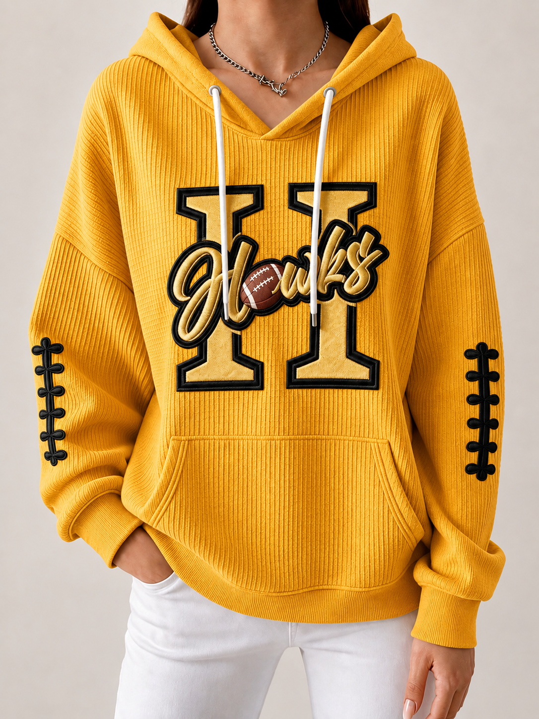 Women'S Football Printed Hooded Sweatshirt