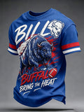 Men's football printed short sleeved T-shirt