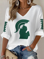 Women'S Football  Print Waffle  Top