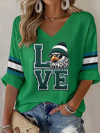 Women'S Football  Print Waffle  Top