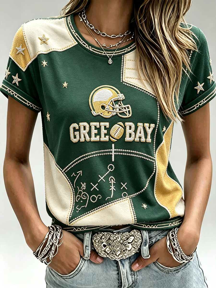 Women'S Fan Printed Round Neck T-Shirt