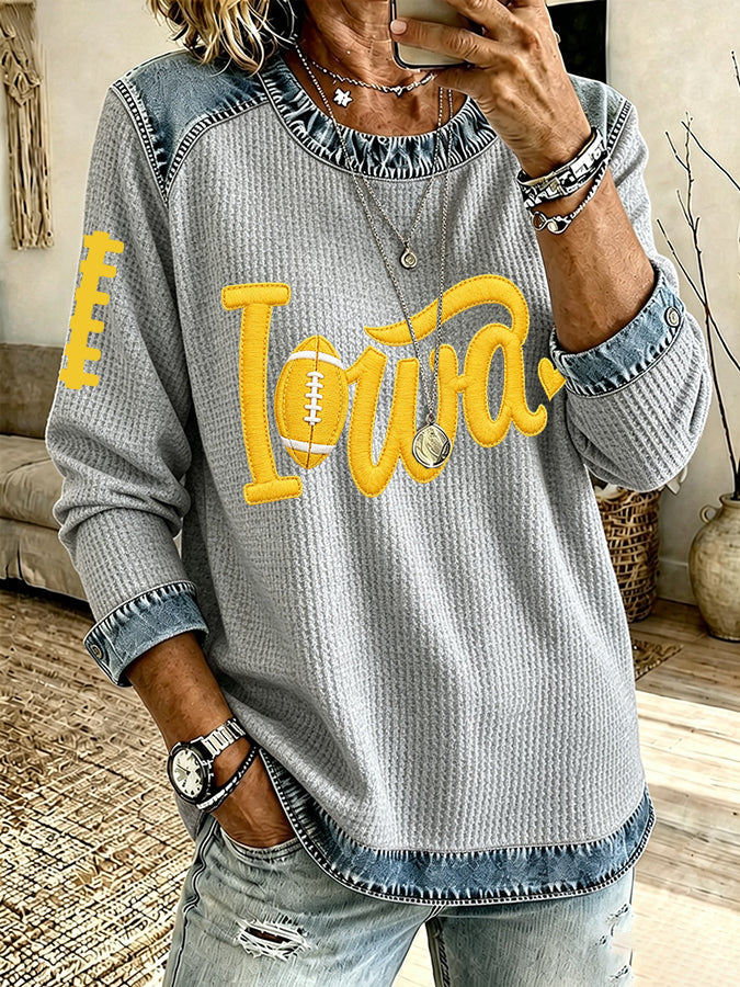Women'S Rugby Print Long-Sleeved Sweatshirt