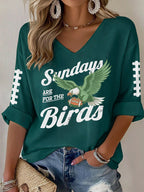 Women'S Football  Print Waffle  Top