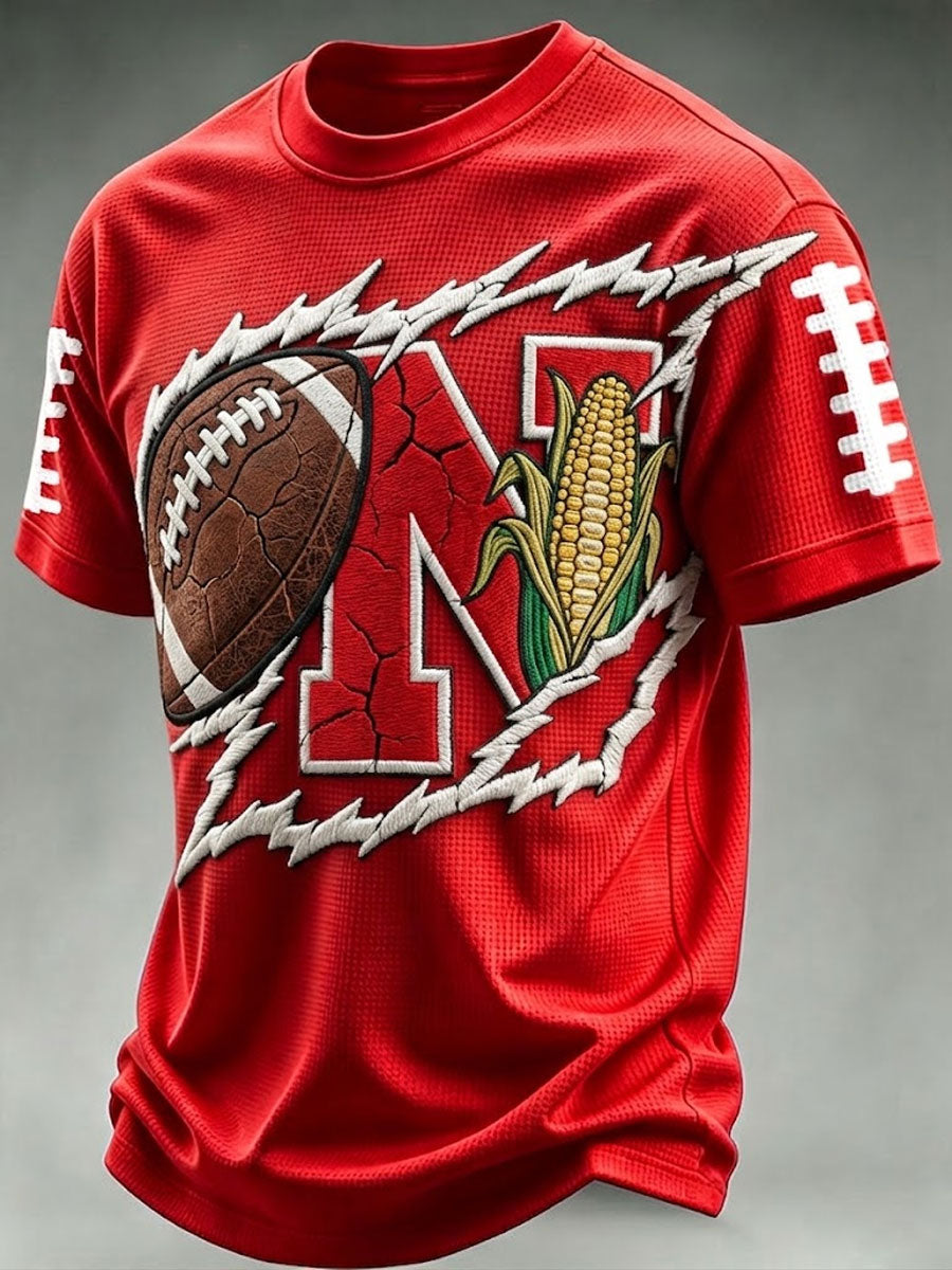 Men'S Football Print Waffle T-Shirt