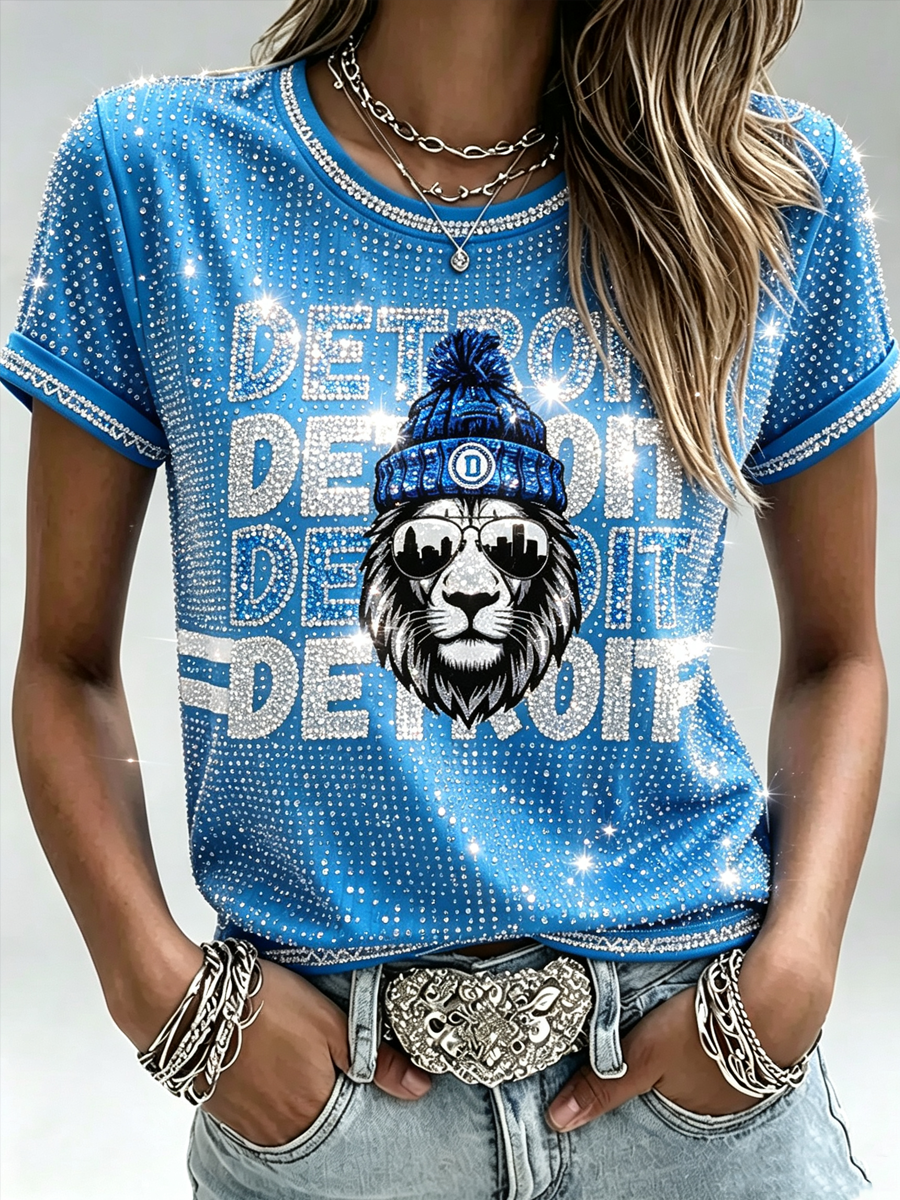 Women'S Fan Printed Round Neck T-Shirt